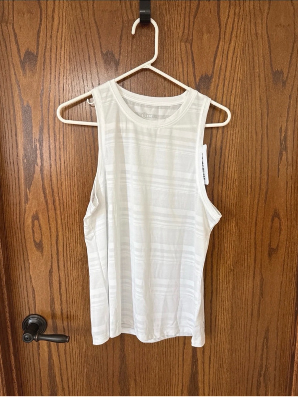 ZYIA White Striped Performance Tank Top